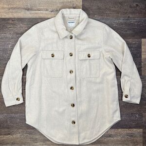 Old Navy oatmeal cream colored button down jacket shirt size large L B152